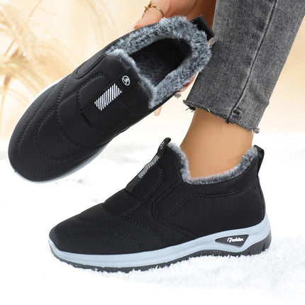 Women's Thickened Fleece Lined Boot Comfortable Warm Cotton Shoes round Toe Flat Heel Casual Style Ideal for Winter Season