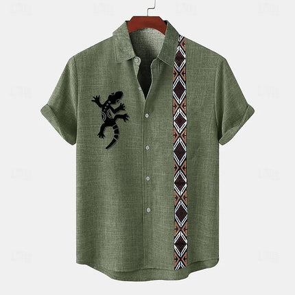 Linen Men's Tops Breathable Fashion Casual Hawaiian Men's Street Outdoor Seaside Beach Men's Tops Light Men's T-Shirt Plus Size