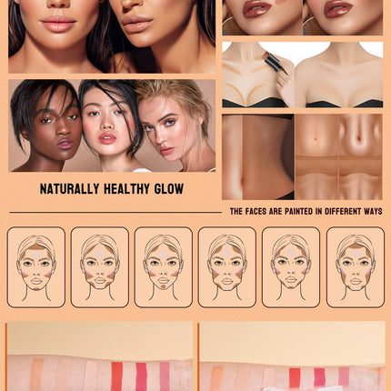 Double-head Face Bronzer Contour Stick Cream Makeup Light Dark Shadow Lasting Concealer Facial Brighten Contouring With Brush