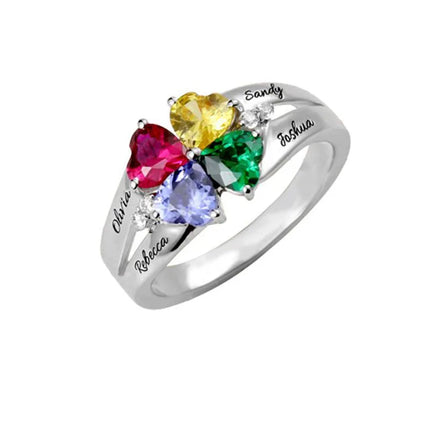 MaiLun Personalized Kids Names Ring With Birthstone Silver plated color Ring Mothers Day Jewelry Gift
