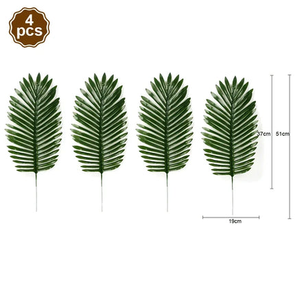 Artificial Tropical Palm Leaves Hibiscus Flower for Beach Table Decor Hawaiian Luau Wedding Jungle Safari Birth Party Decoration