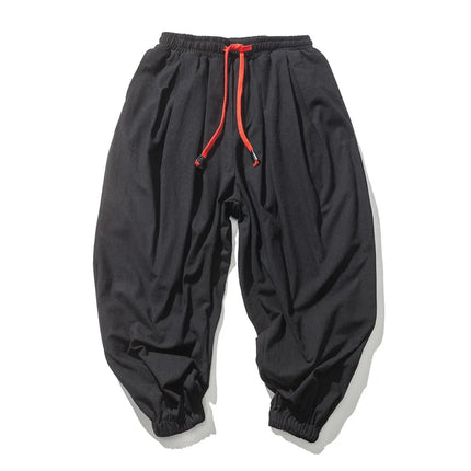Men's Cotton Linen Wide Leg Pants Casual Loose Fit Solid Color Breathable Lightweight Elastic Waist Male Baggy Long Pants