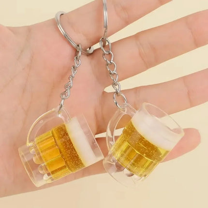 New Simulation Beer mug keychain Men And Women's Couple Key Chain Bag Pendant