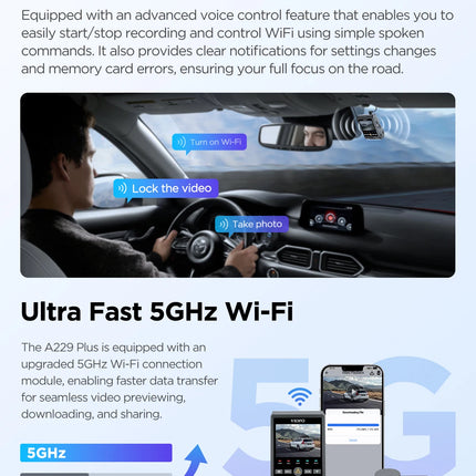 VIOFO A229 PLUS Car Dvr 2K HDR Video Recorder 5GHZ WI-FI GPS Voice Control Dash Camera With SONY STARVIS 2 SENSOR Night Vision