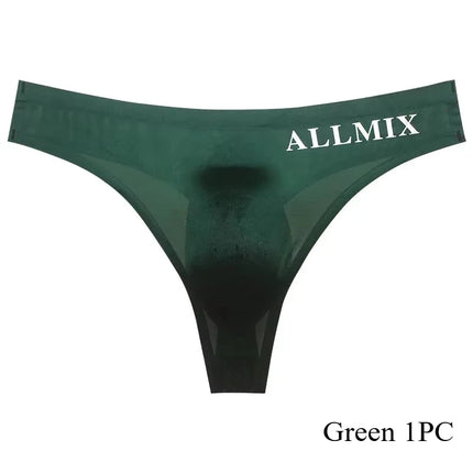 3 PCS Sexy Transparent Underwear Men Thongs Sports Fitness Letter Thin Hip Panties G-Strings Ice Silk Low Waist Seamless Thong