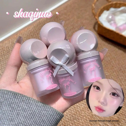 Liquid Blush Misty Lightweight Large Sponge Brush Head For Lips Cheeks Natural Korean Makeup Matte Long Lasting Low Saturation