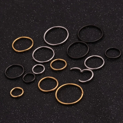 1PC Stainless Steel Simple Classic Round Circle Hoop Earrings For Women Men Punk Smooth 6-16mm Huggie Earring Piercing Jewelry