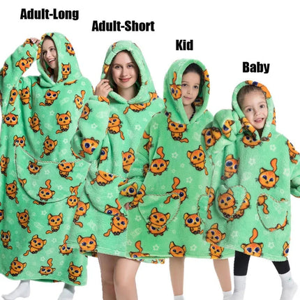 Plush Fleece Family Matching Hoodie Girl Sweatshirt Homewear Men Women Children Thick Pullover Oversize Winter Sherpa Blanket