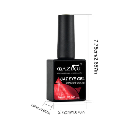 QAZIXU Red Cat Eye Nail Polish Gel Soak Off  UV LED Nail Magnetic Gel Polish Nail Art DlY For Salon & Home For Winter Christmas