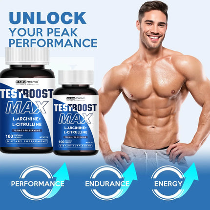 100 Caps | L-Arginine + L-Citrulline Complex | Energy & Enlargement  Size Growth Male Support | Experts Clinically Studied