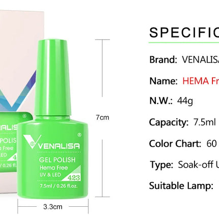 Venalisa VIP4 7.5ml Gel Nail Polish Hema Free Full Coverage Beautiful Semi Permanent Soak Off UV LED Gel Nail Polish Gel Lacquer