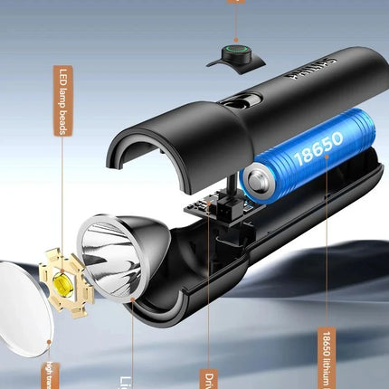 Philips 2025 New EDC SFL1235 Portable Flashlight Rechargeable LED Flashlight, Self-defense, Camping Portable Flashlight
