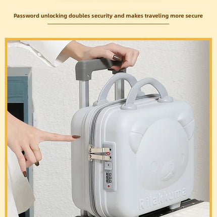 14-Inch Portable Bear Cosmetic Box Luggage Box Password Lock Cartoon Storage Travel Box Wedding Favor Lightweight Unisex