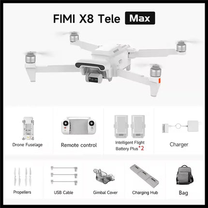 FIMI X8 Tele Max 4K Professional Drone Wide-Angle Tele Camera 30x Hybrid Zoom 3-axis Gimbal AI Super Night Video RC Quadcopter