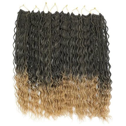 Synthetic Goddess Box Braid Crochet Hair 24" Honey Blonde Boho Bohemian Pre-looped Platinum Blonde Braiding Hair with Curly Ends