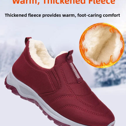 Women's Winter Cotton Shoes Comfortable Fashion Mom Thickened Fleece Warm Large Cotton Shoes Breathable Wear-resistant Low Heel