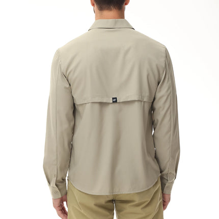 Summer Men's UPF 50+ Casual Long Sleeve Fishing Shirts, Lightweight Tactical Button Down Shirt with Breathable Back Mesh