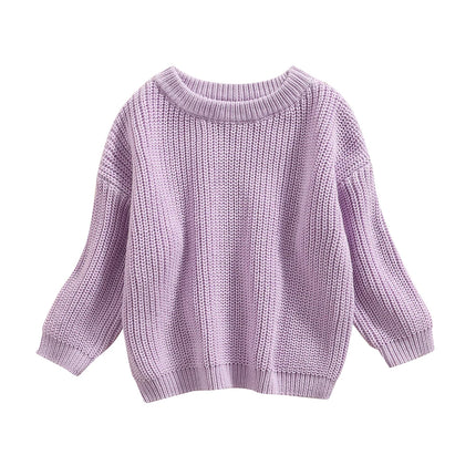 MISOWMNJOY Children Boy Girl Knit Sweater for Winter Kids Clothes Causal Solid Color Long Sleeve Pullover Tops Toddler Jumpers