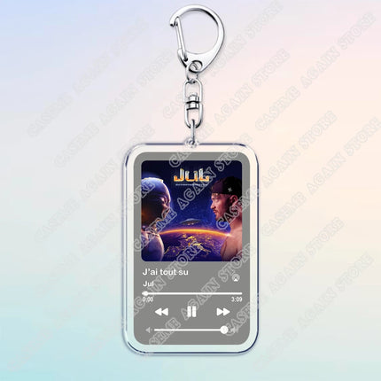 Popular French Rapper JUL Music Songs Keychains for Women Accessories Bag Oh Qu'elle Est Belle Code Keyings Jewelry Fans Gifts