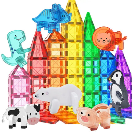 Magnetic Building Blocks, Magnetic Sheet Toys, Versatile Assembly Construction Toys, with Dinosaur Props, Suitable for Birthdays