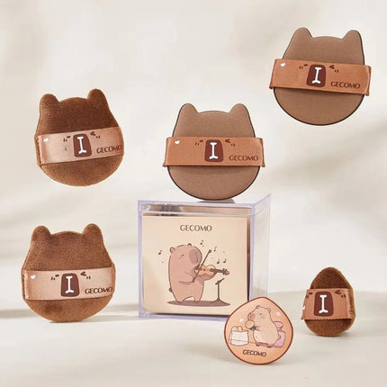 6pcs Mini Makeup Blender Puffs Quick Blending Chocolate Color Makeup Sponge Dry Wet Use Double Sided Cosmetic Tool Daily Makeup