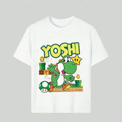 2026 Summer Boys Girls Family Kids T-shirt Tops Summer Cartoon Yoshi Men's Women's Short Sleeve T-shirt Tops
