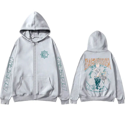 Anime Gachiakuta Zanka Merch Zipper Hoodie Men Fashion Cosplay Oversized Zip Up Jacket Unisex Fleece Cotton Zip Up Sweatshirts
