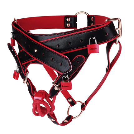 LEZEE Male Chastity Cage Oath Bearer Pants High Quality Microfiber Restraint Strap Leather Belt Urethral Lock Men's Body Harness