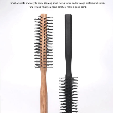 1PC Wooden Handle Curling Brush – Nylon Circular Hair Comb, Professional Salon Styling Tool for Real Hair Wigs