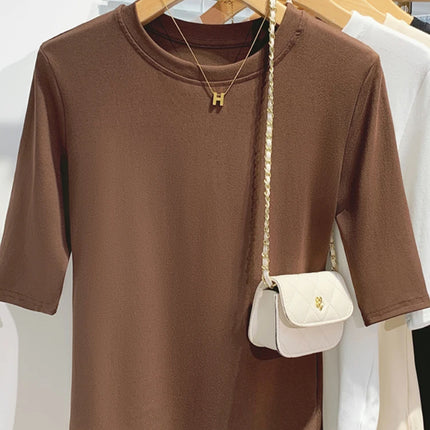 AOSSVIAO 2026 Summer 100% Cotton Women's T-shirt Bottoming Basic Crew Neck Fashionable Solid Lady Short Sleeve Tops Shirts
