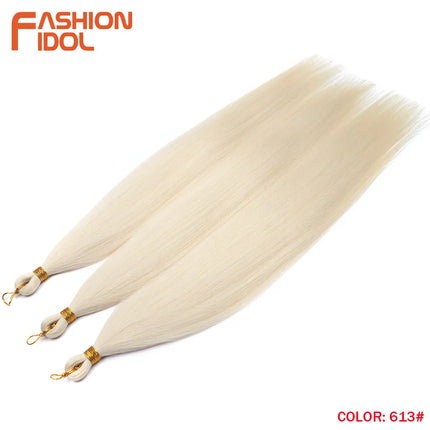 FASHION IDOL 28inch/3PCS Ariel Straight Hair Bundles Crochet Hair Synthetic Braiding Hair Ombre Rainbow Braids Hair Extensions