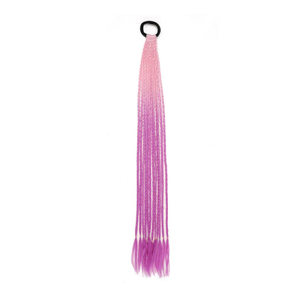 Braided Ponytail Extension Synthetic Colorful Hair Extension For Women 24inch Rainbow Hair Braids Extensions