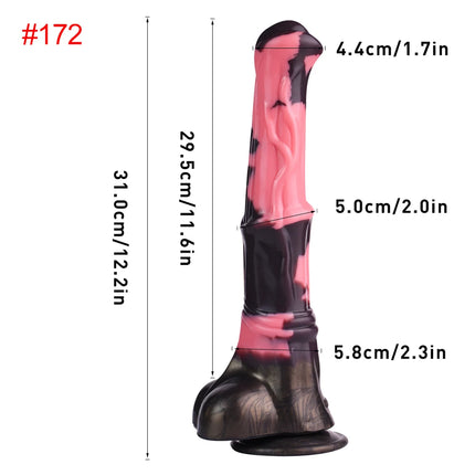 FAAK Colorful Silicone Ribbed Fantasy Horse Knot Dildo with Suction Cup Anal Sex Toys Soft Girthy Huge Fake Penis for Women