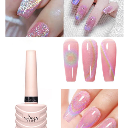 1pcs PSK 2025 Flash Versatile Rainbow Cat Eye Gel Nail Polish Popular Universal Rainbow Laser Crystal Cat Eye Nail Art Nail