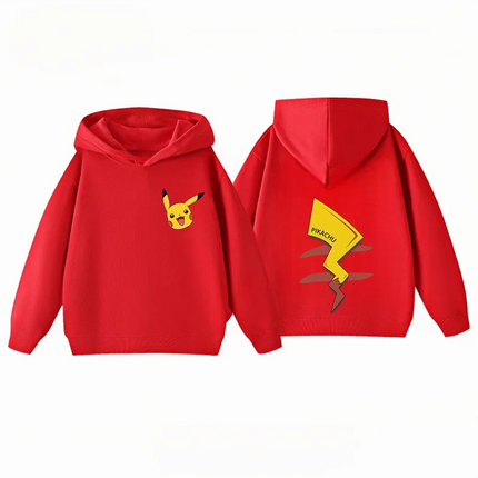 Cute Fun Pikachu Printed Kids Hoodie, Unisex Boys Girls Same Style, Autumn Winter Warm Children's Clothing