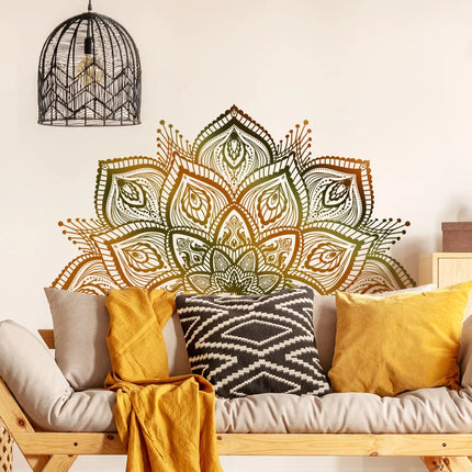 Dark Golden Mandala Wall Stickers For Living Room Bedroom Wall Decoration Pure Black Self Adhesive Decor Sticker Wallpapers