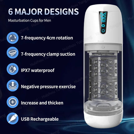 Automatic Thrusting Rotating Male Masturbator Licking Stroker Sucking Blowjob 100% Waterproof Pennis Pump Adult Sex Toys For Men