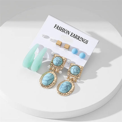 Green Butterfly Heart Dangle Earring Set for Girls Acrylic Gold Color Pearl Set Ear Rings 2023 New Fashion Jewelry Gifts