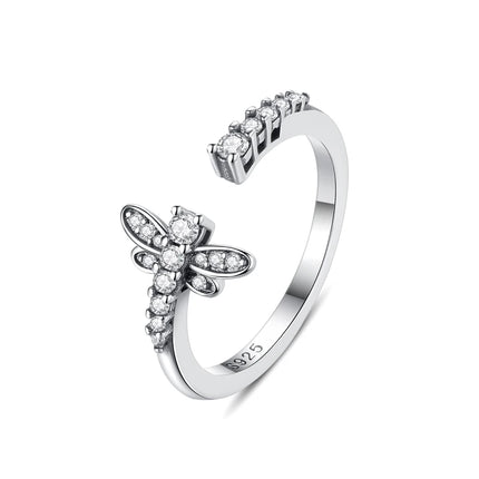 Original 925 Sterling Silver Ring Love Heart Wishbone Moon Sun Rings Crystal Rose Gold For Women Wedding Gift Luxury Jewelry