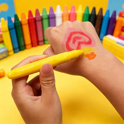 12 face crayons for DIY makeup and face painting, easy to color and water-soluble, suitable for students and school performances