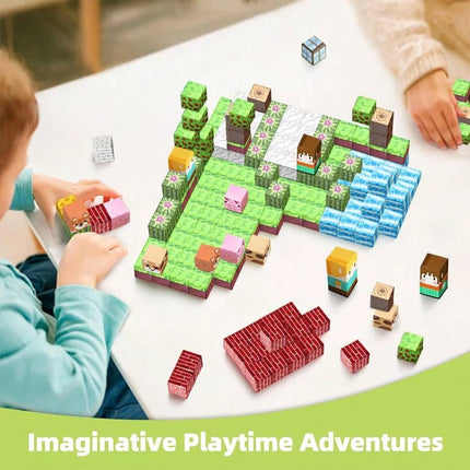 Magnetic Building Blocks Toy Mine World Stacking Create Forest House Architecture Cube Set Creativity Best Gift for Boy Girl Kid
