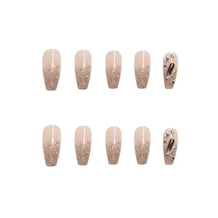 Sparkling Diamond 24 Pcs Press on Nails Pink Nail polish Glossy Artificial Finger Manicure Reusable False Nails