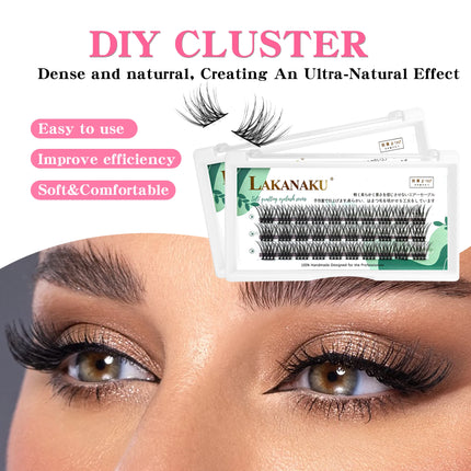 Lash Clusters with Spikes Kit DIY Spiky Eyelash Extension Thick Volume Spiky Individual Lashes Set Mink Strip Lash by LAKANAKU