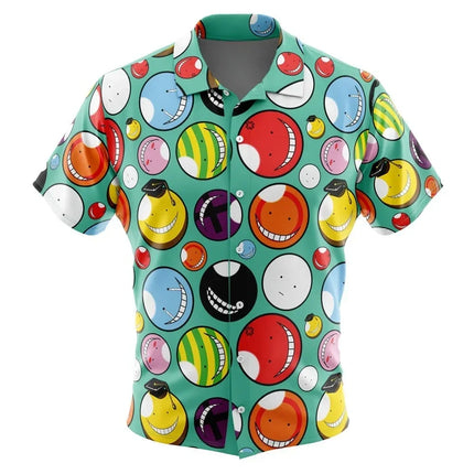 Koro-sensei Expressions Assassination Classroom Button Hawaiian Shirt All-match Casual Sports Summer Men