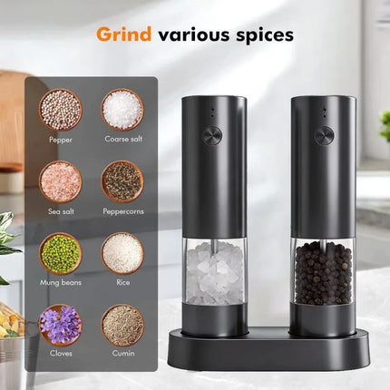 Electric Automatic Salt and Pepper Grinder Set with Led Light Grinder Set Spice Mill Adjustable Spices Grinder Kitchen Tools