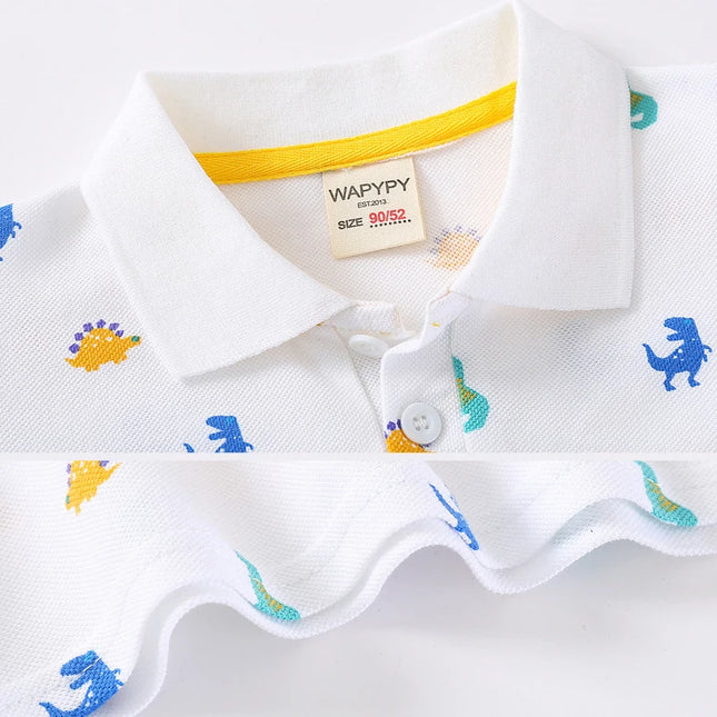 Collar Baby Boy Polo T Shirt 3 to 6 9 12 18 Months 100% Cotton White Blue Kids Polos Dino Astronaut Luxury Designer Boys Clothes