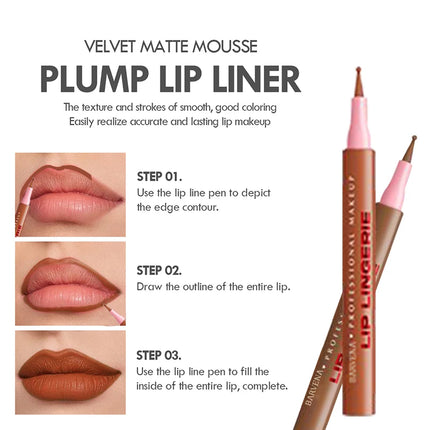 Matte 12 color lipliner, outline lip lipstick lipliner, waterproof, sweat resistant, smooth, dripping liquid lip liner