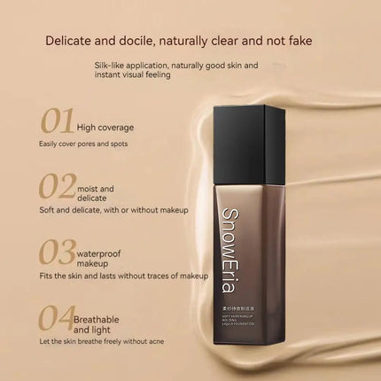 LOOKAVE Liquid Foundation Long Lasting Full Coverage Flawless Soft Matte Foundation Base Makeup Moisturizing Concealer CC Cream