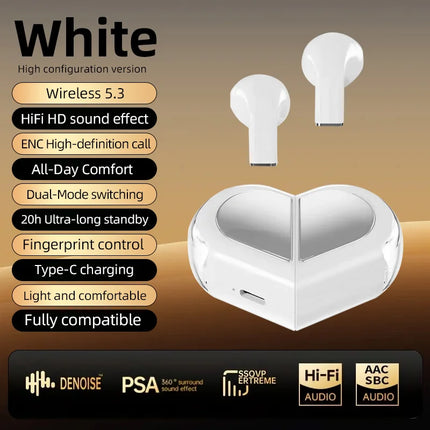K520 Bluetooth Wireless Earphones Rotatable Heart Shape Charging Box Low Latency Gaming Stereo In Ear Earbuds