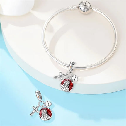 Original New 925 Sterling Silver Prayer Virgin Mary Charms Beads Fit Necklace Bracelet Accessory DIY Jewelry For Women Gift